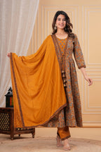 The Autumn Spice Printed Angrakha Suit Set