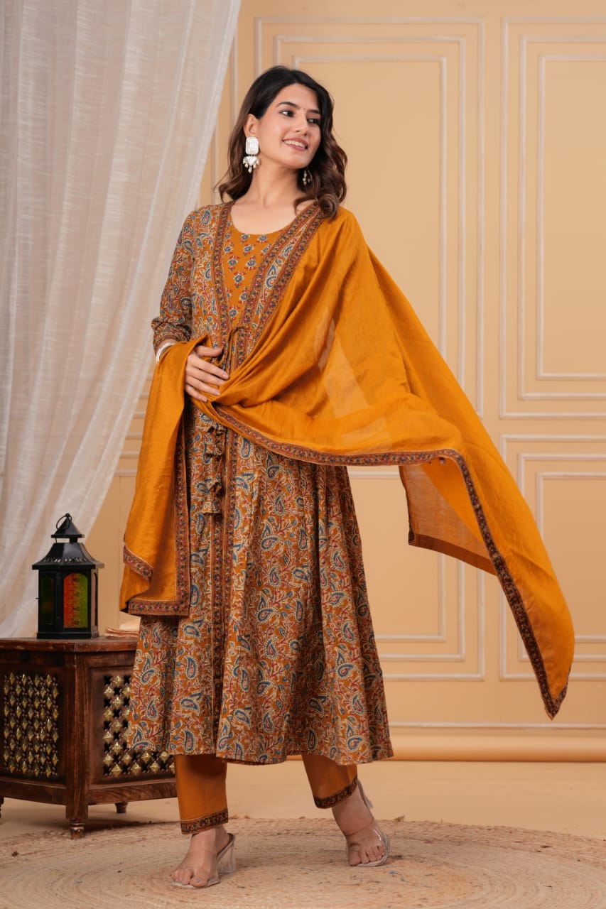 The Autumn Spice Printed Angrakha Suit Set