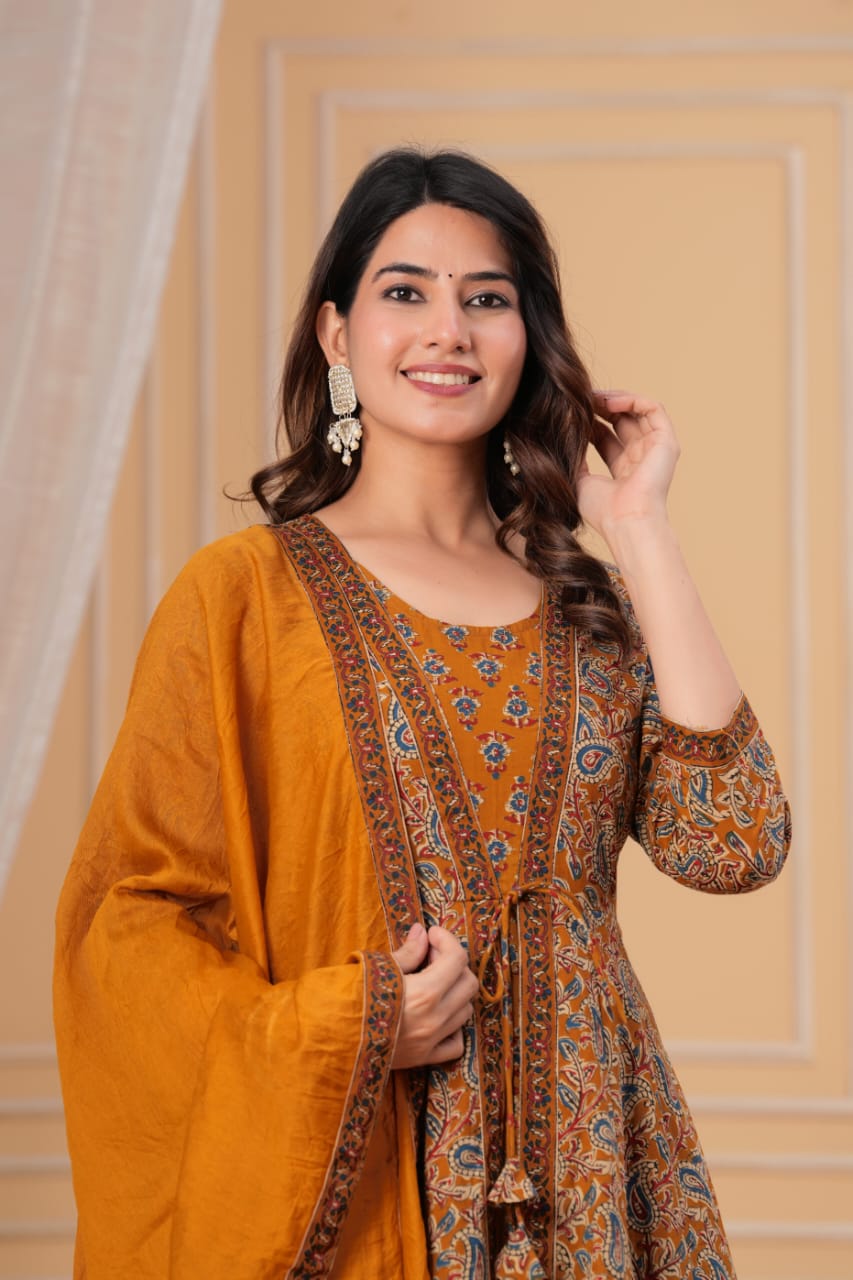 The Autumn Spice Printed Angrakha Suit Set