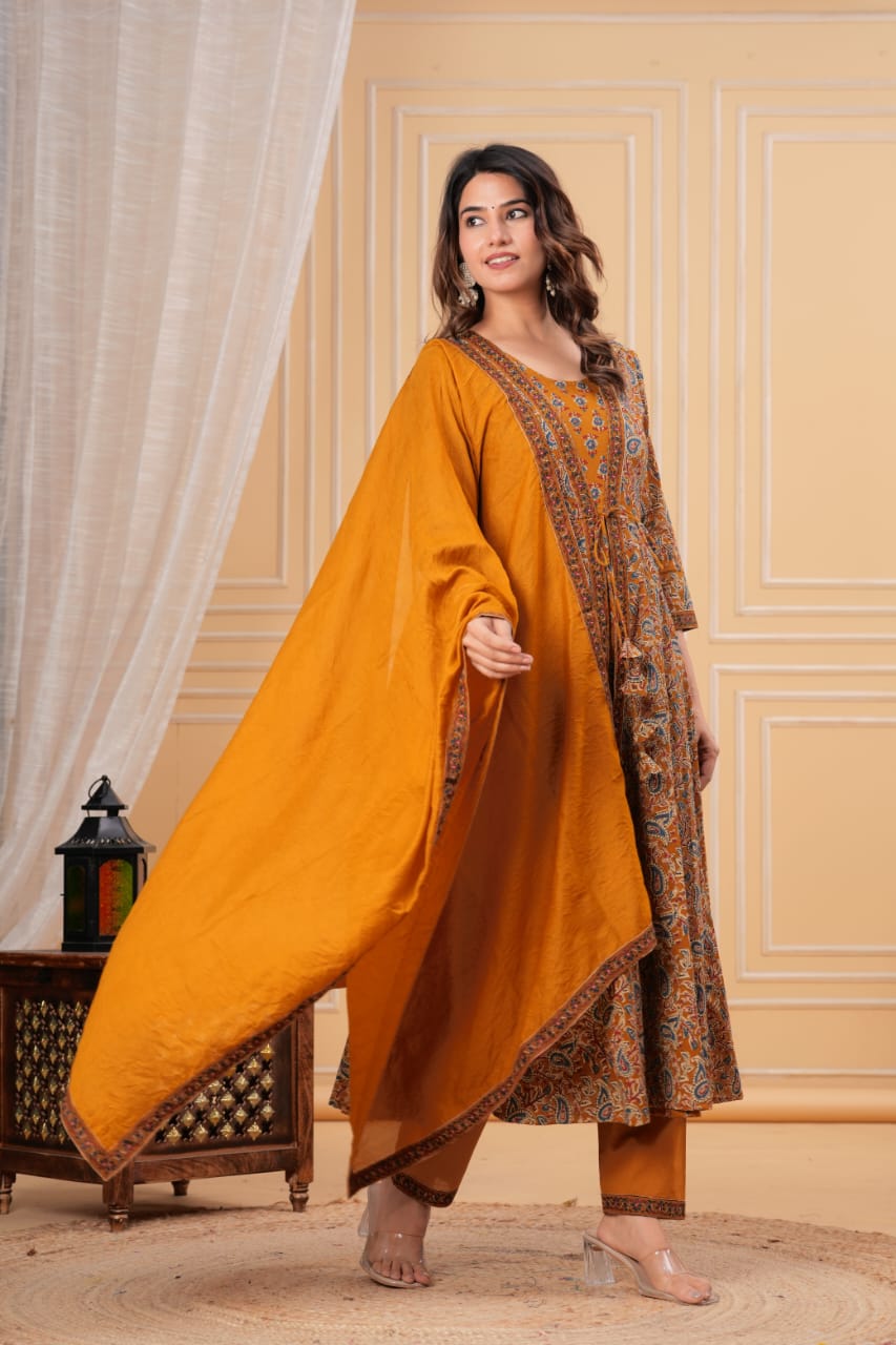 The Autumn Spice Printed Angrakha Suit Set