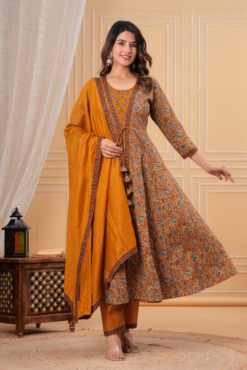 The Autumn Spice Printed Angrakha Suit Set