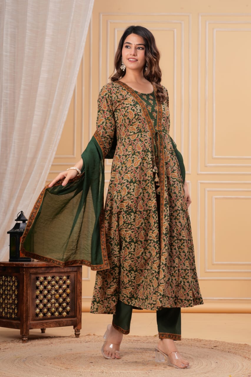 The Forest Blooms Printed Angrakha Suit Set