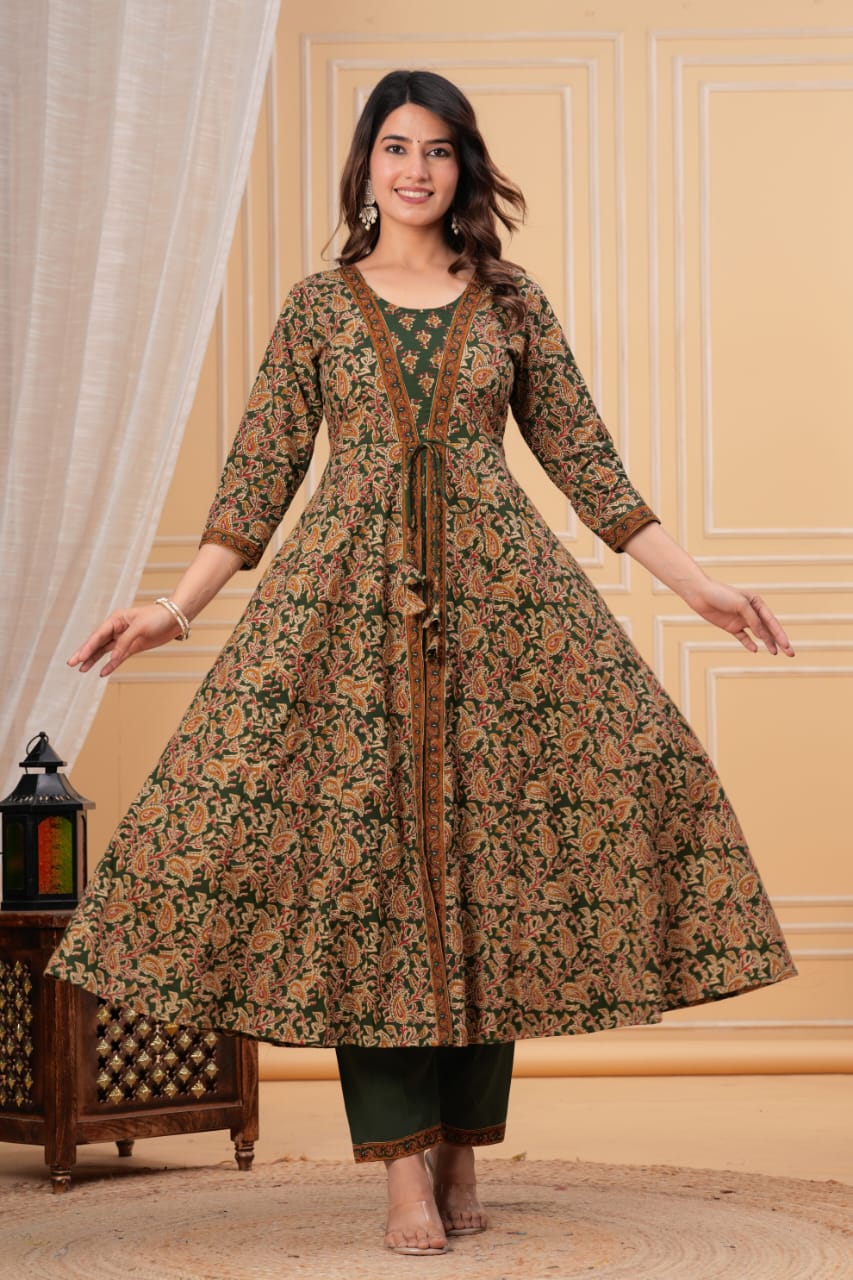The Forest Blooms Printed Angrakha Suit Set
