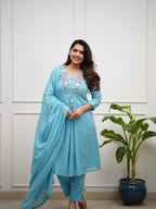 The Blossom Yoke Flared Cotton Suit Set