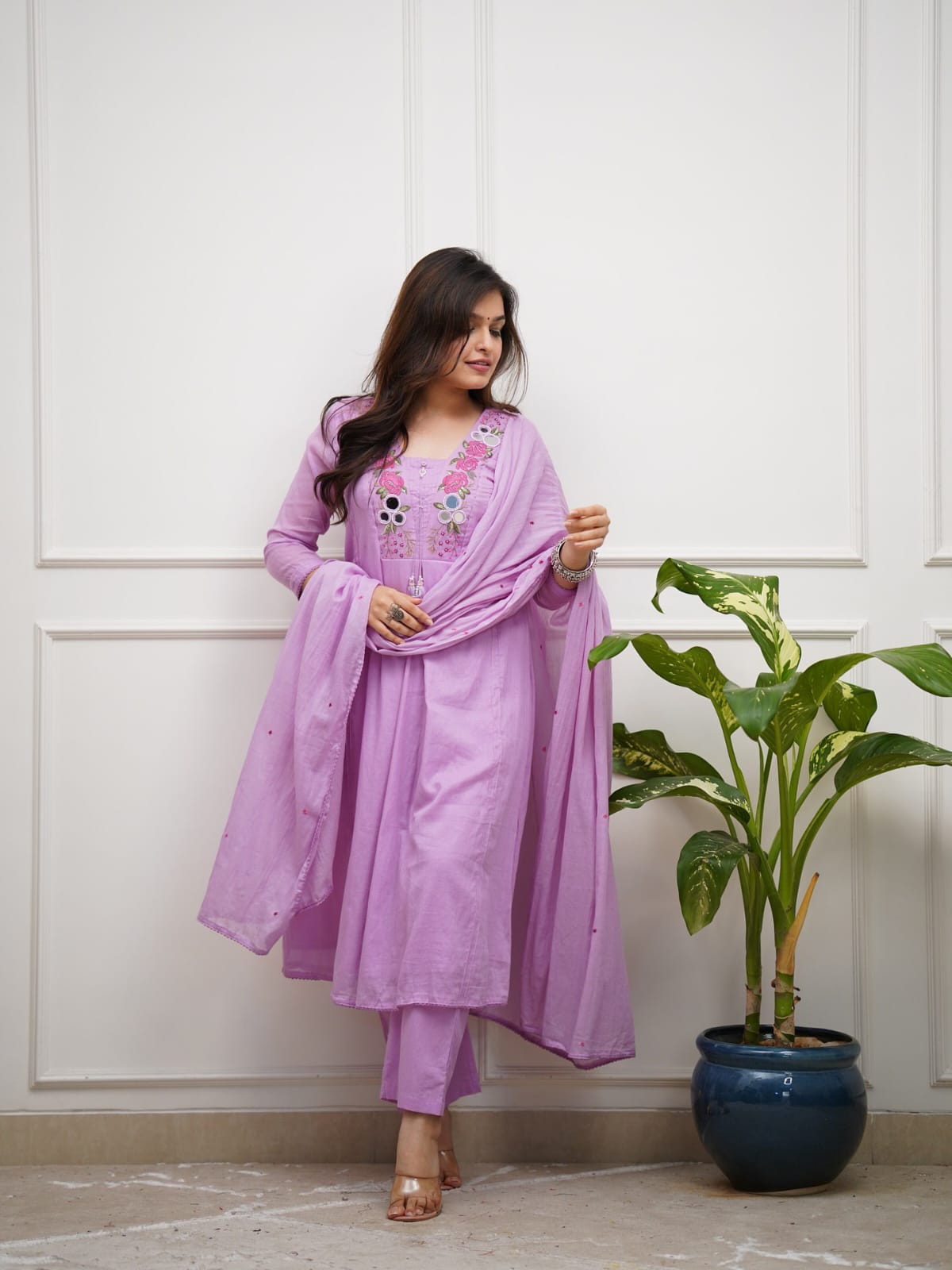 The Blossom Yoke Flared Cotton Suit Set