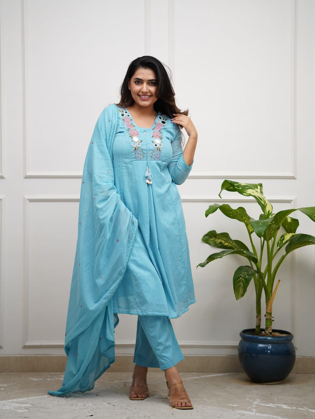 The Blossom Yoke Flared Cotton Suit Set