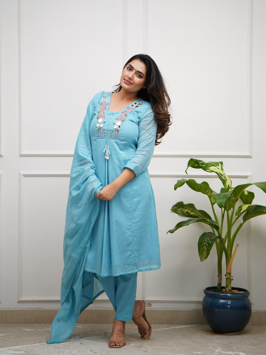 The Blossom Yoke Flared Cotton Suit Set
