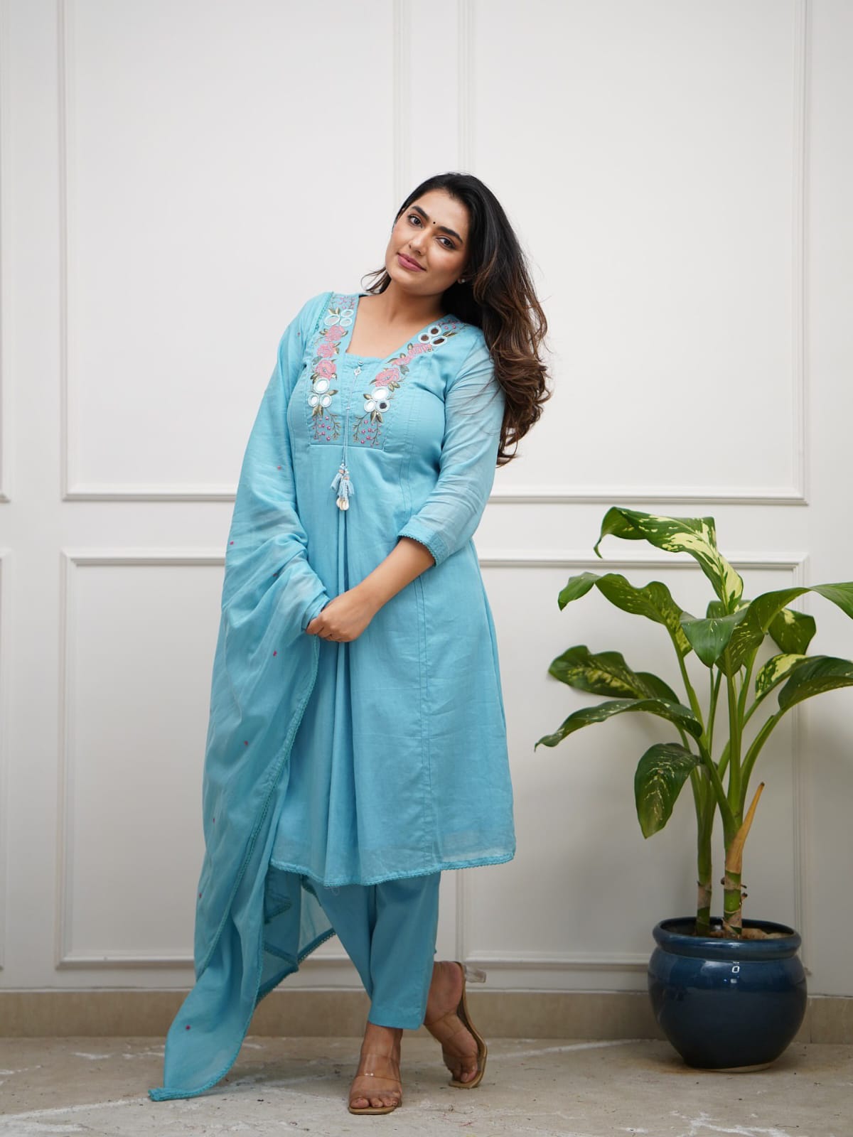 The Blossom Yoke Flared Cotton Suit Set