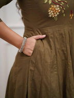 The Olive Grove Embroidered Flare Kurta Set
