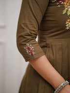 The Olive Grove Embroidered Flare Kurta Set