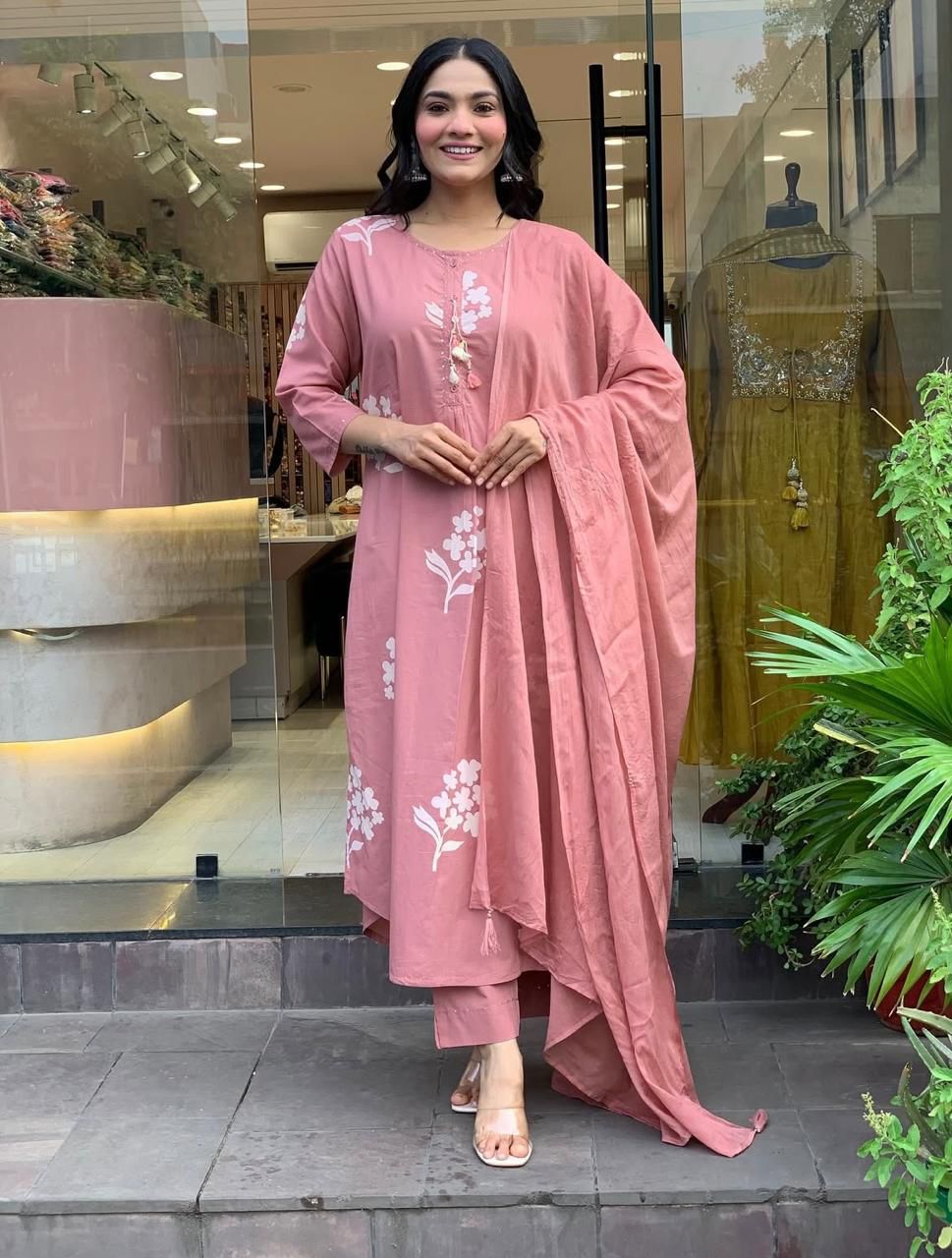 Blush Blossom Cotton Kurta Set