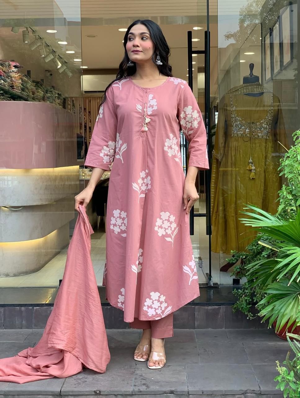 Blush Blossom Cotton Kurta Set