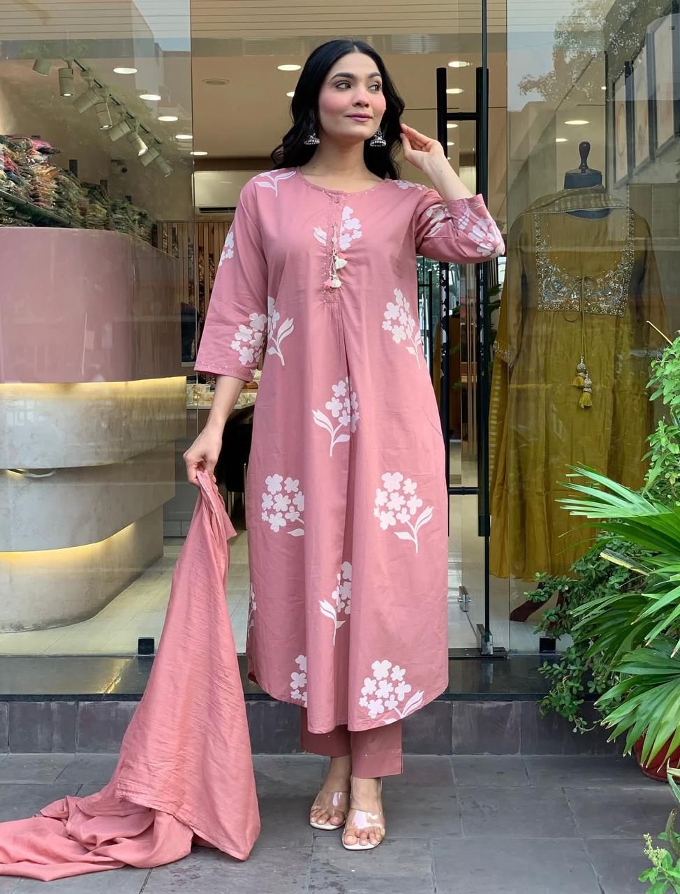 Blush Blossom Cotton Kurta Set