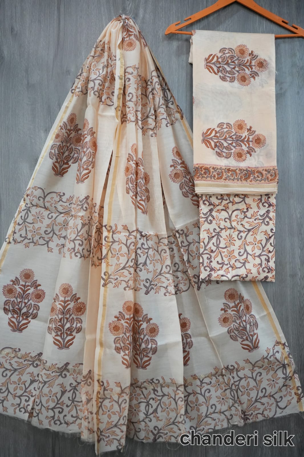 Sandhya Zari-Florals Chanderi Silk Suit Set