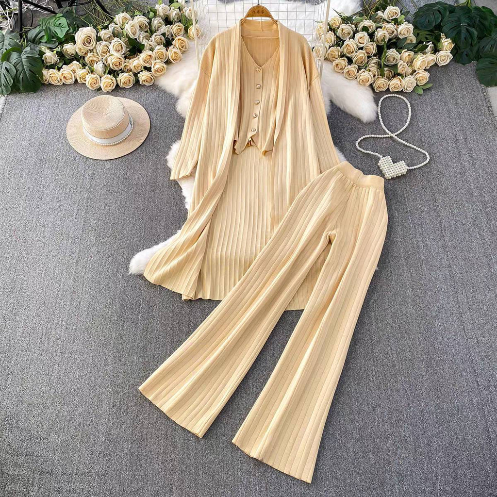 The Luxe Ribbed Knit 3-Piece Loungewear Set