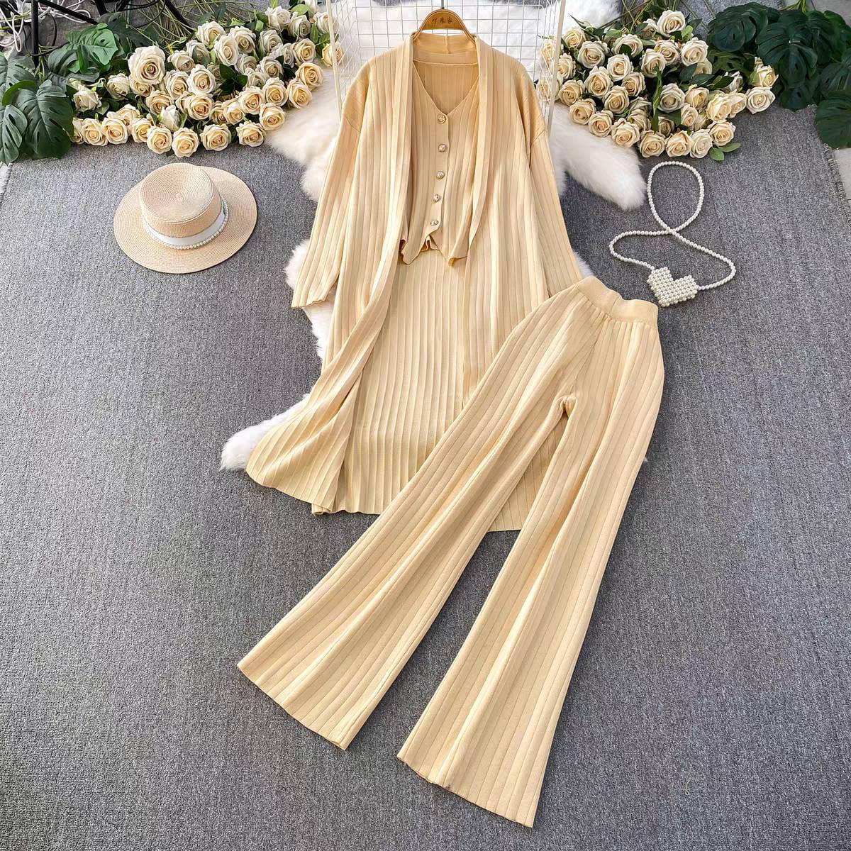 The Luxe Ribbed Knit 3-Piece Loungewear Set