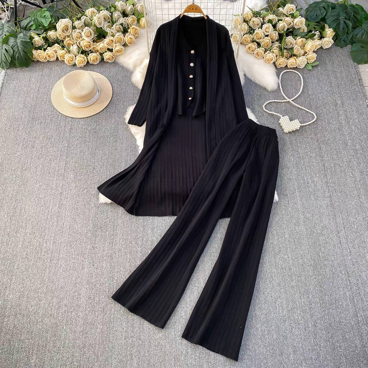 The Luxe Ribbed Knit 3-Piece Loungewear Set