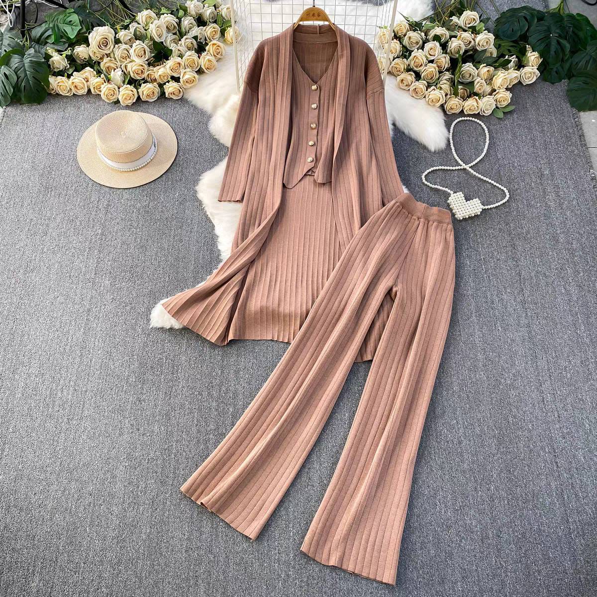 The Luxe Ribbed Knit 3-Piece Loungewear Set