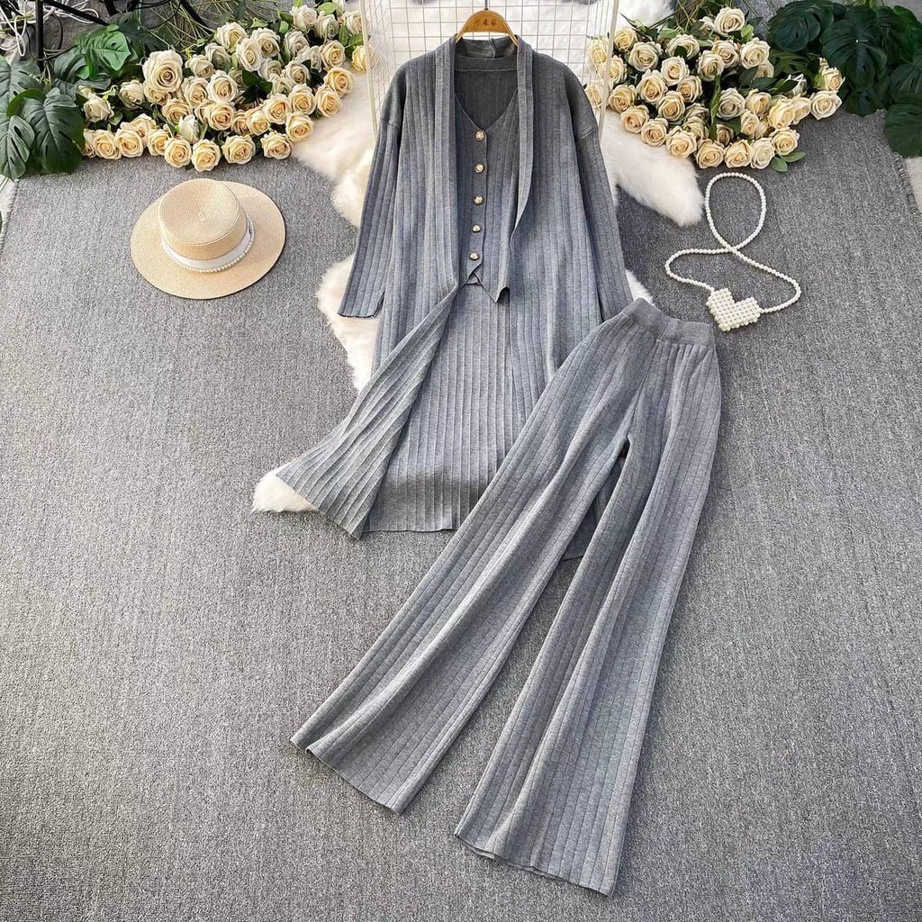 The Luxe Ribbed Knit 3-Piece Loungewear Set