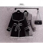 The Chic Contrast Trim Belted Coat