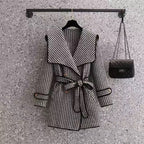 The Chic Contrast Trim Belted Coat