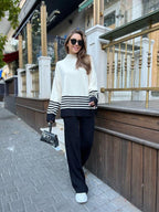 Ribbed Knit Turtleneck & Wide-Leg Pant Set
