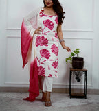 Bold Blossom Black / White & Pink  Suit