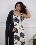 Bold Blossom Black / White & Pink  Suit