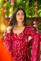 Ruby Floral Flared  Anarkali Kurta with Dupatta"