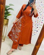 Terracotta Floral Embroidered Kurta Set
