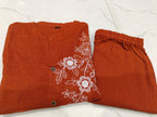 Terracotta Floral Embroidered Kurta Set
