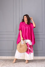 Fuschia Kaftan Top & Abstract Print Cotton Co-ord Set