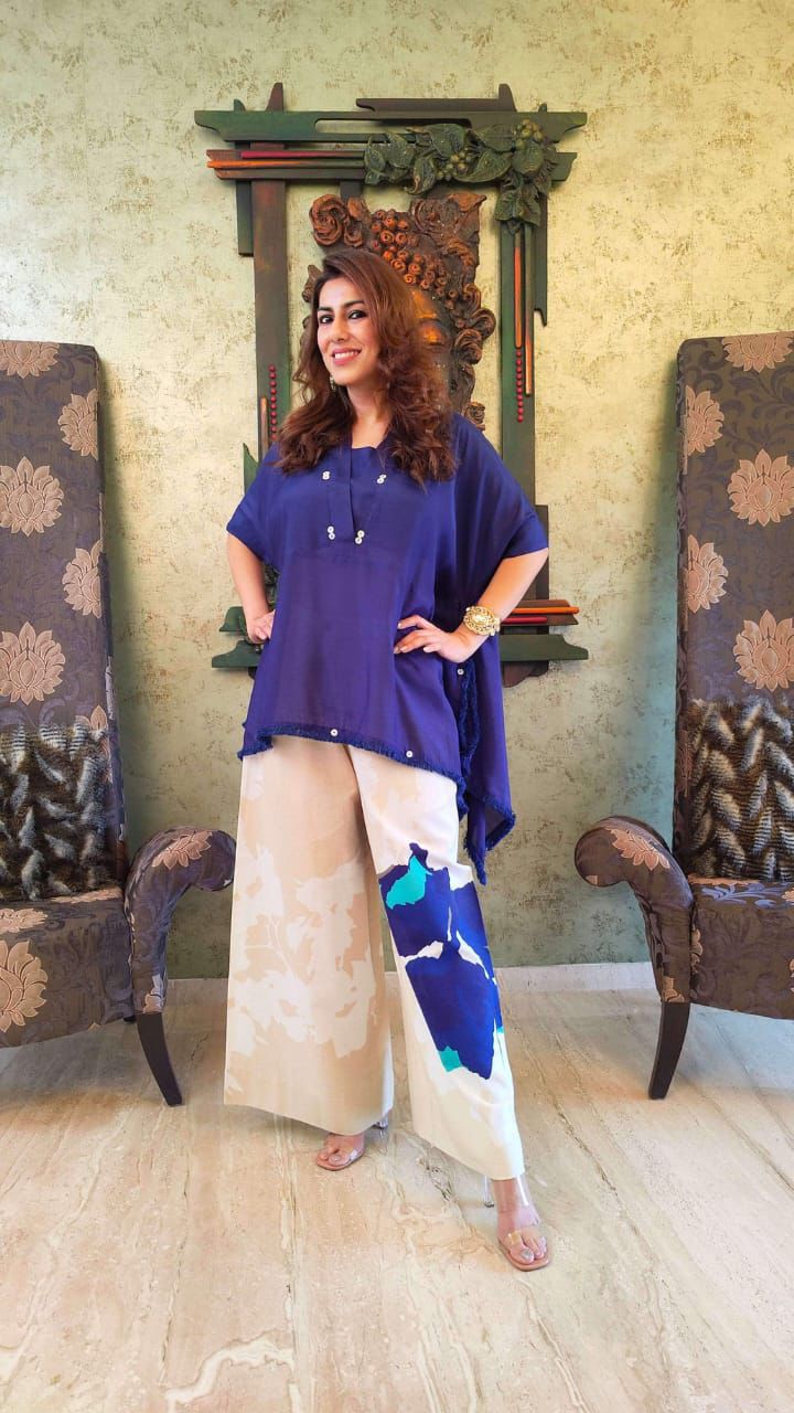 Fuschia Kaftan Top & Abstract Print Cotton Co-ord Set