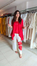 Fuschia Kaftan Top & Abstract Print Cotton Co-ord Set