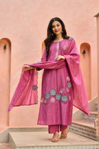 Mal Chanderi Bloom Embroidered Suit Set