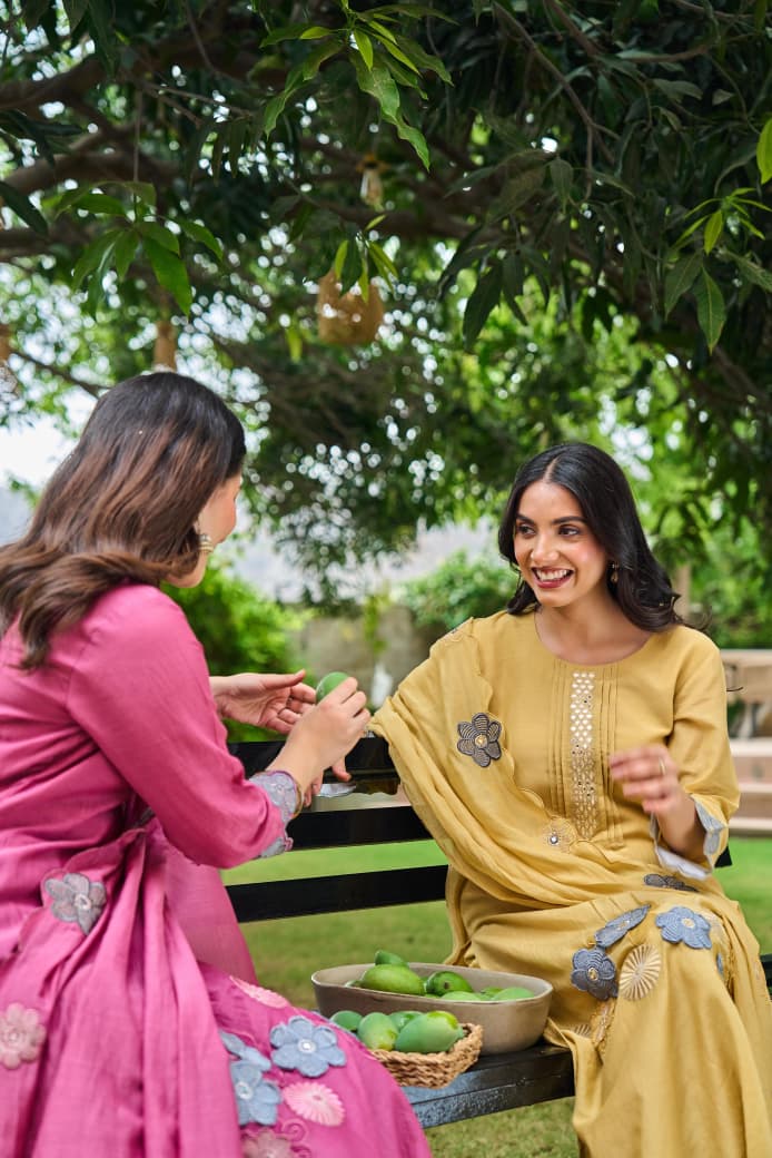 Mal Chanderi Bloom Embroidered Suit Set