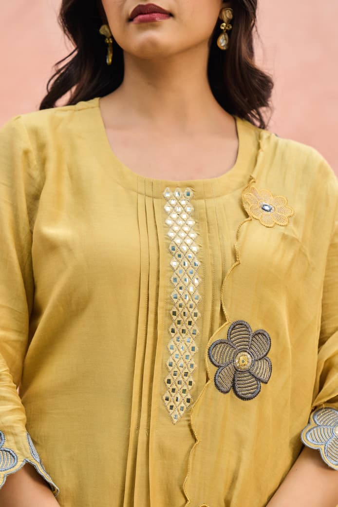 Mal Chanderi Bloom Embroidered Suit Set