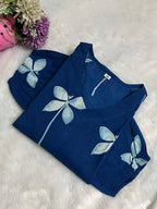 Indigo Dragonfly Print Cotton Midi Dress
