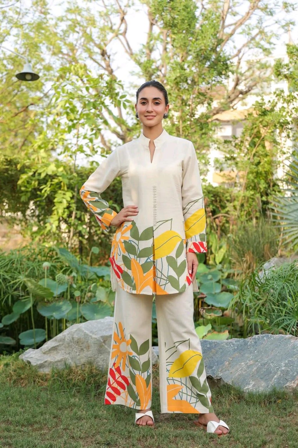 Vivid Leaf" Cotton Flex Co-ord Set