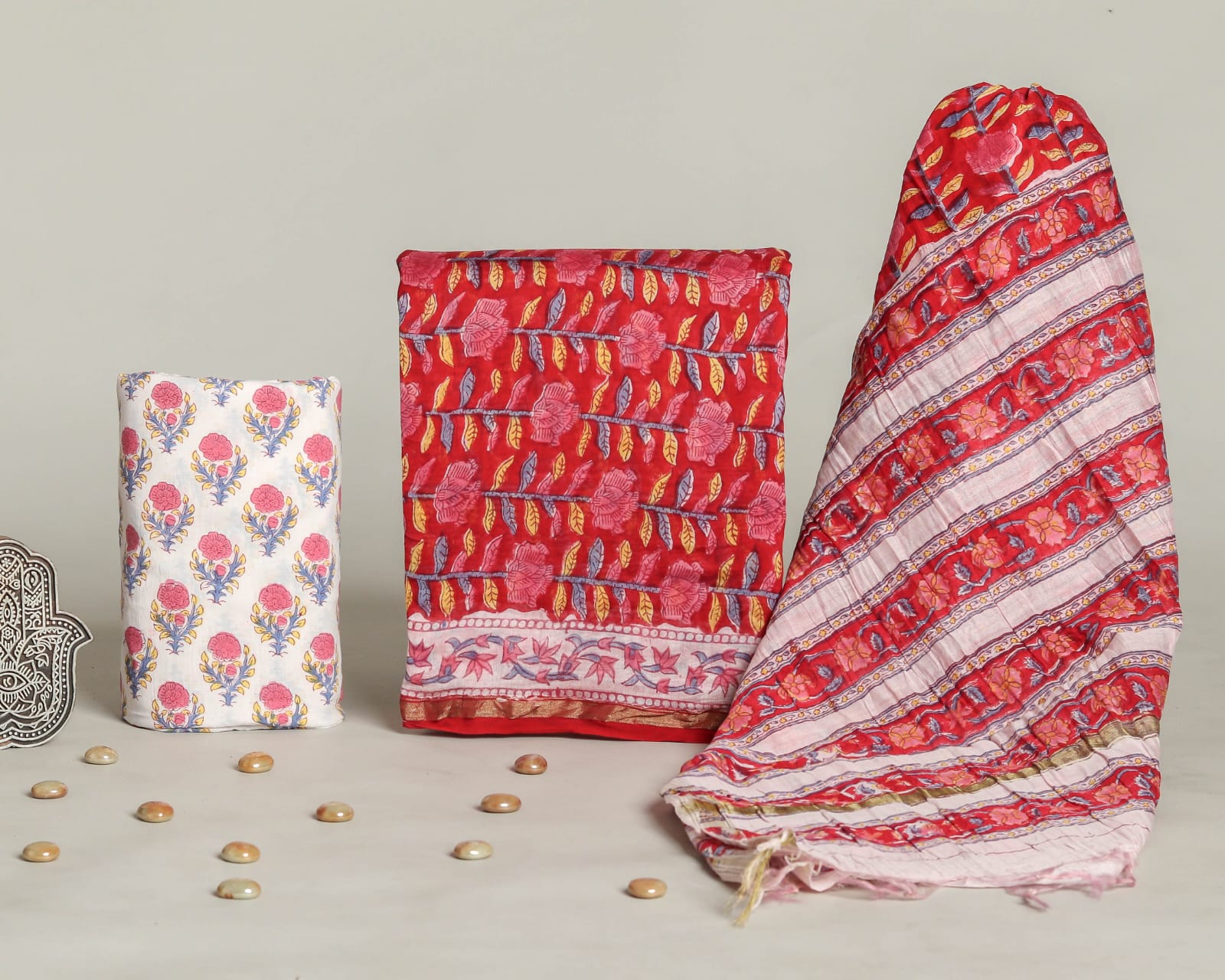 Gulnaar Handblock Chanderi Silk Suit Set