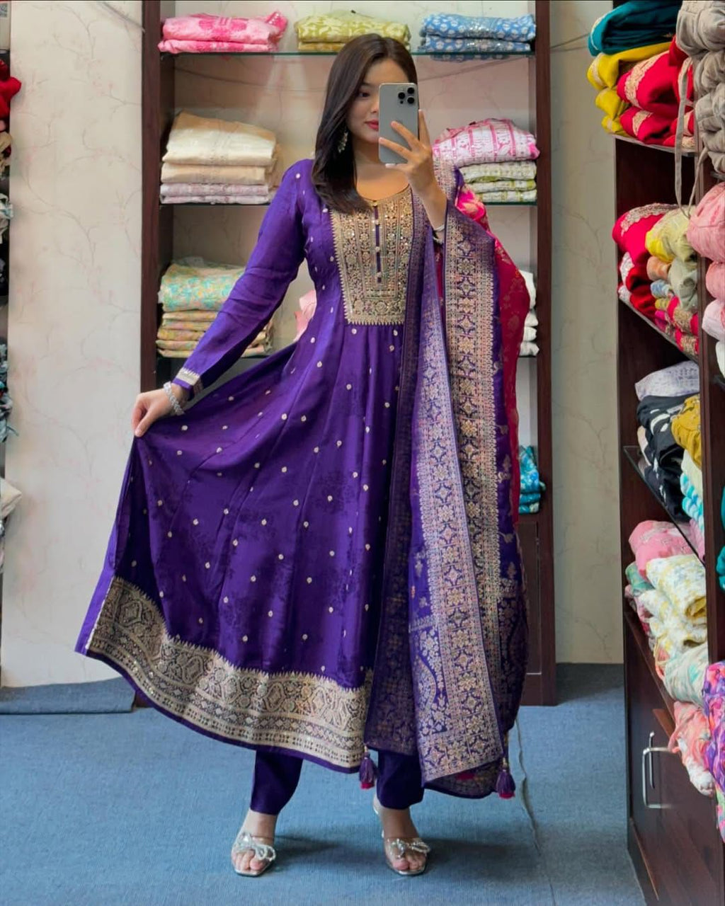 Vibrant Silk Elegance" Anarkali Suit