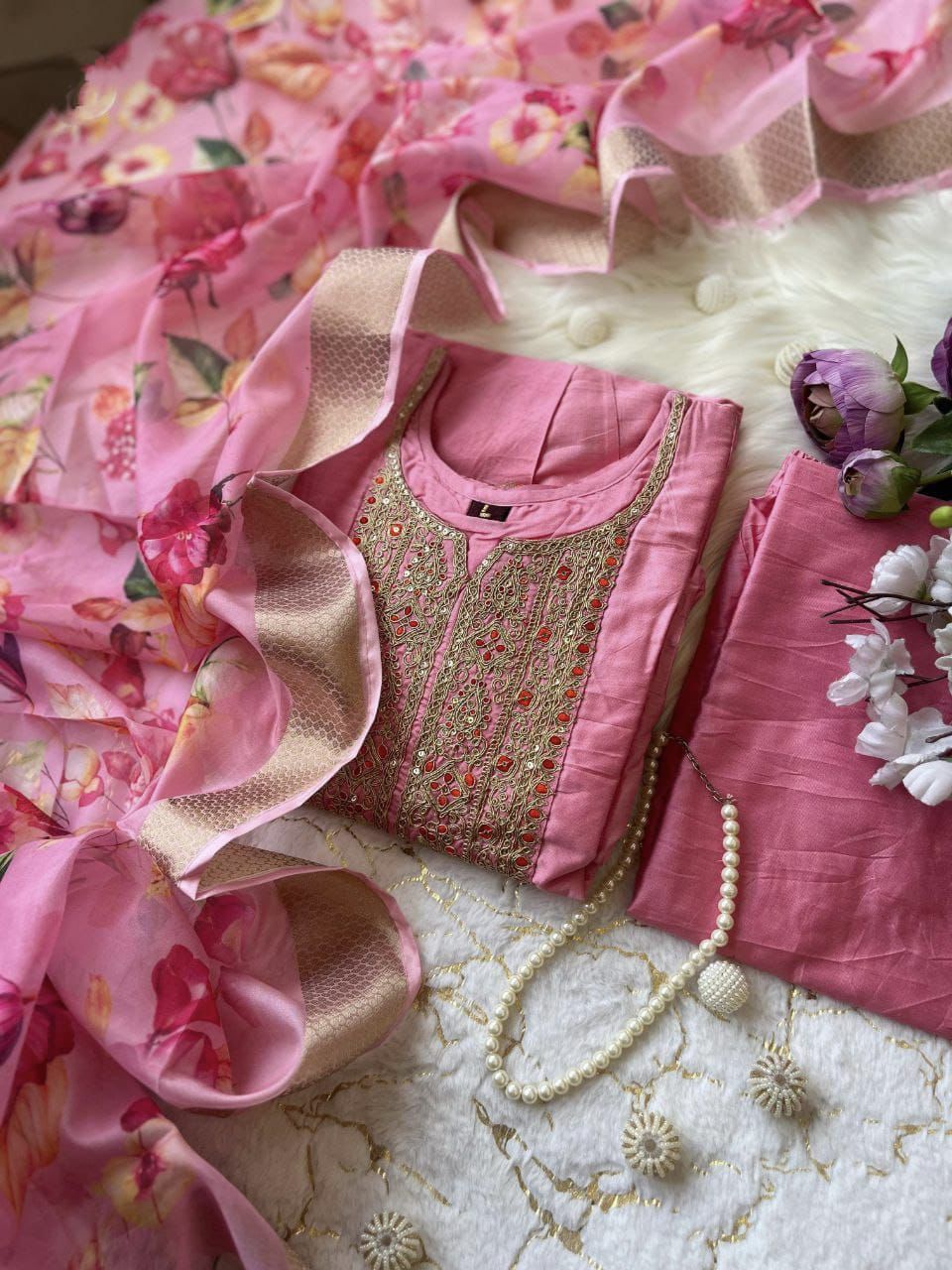 Sweet Serenity" Floral Silk Anarkali