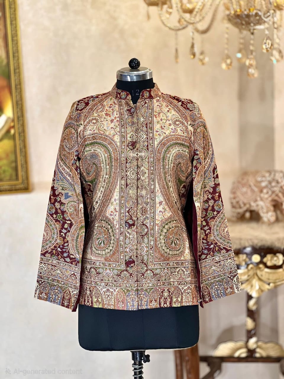 Noor Kalamkani Heritage Jacket – Maroon Royale