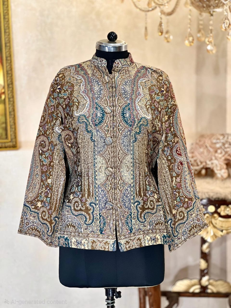 Noor Kalamkani Heritage Jacket – Hazelnut Gold