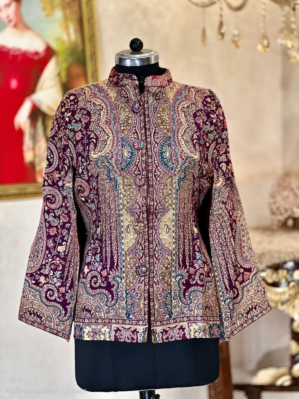 Noor Kalamkani Heritage Jacket – Plum Majesty