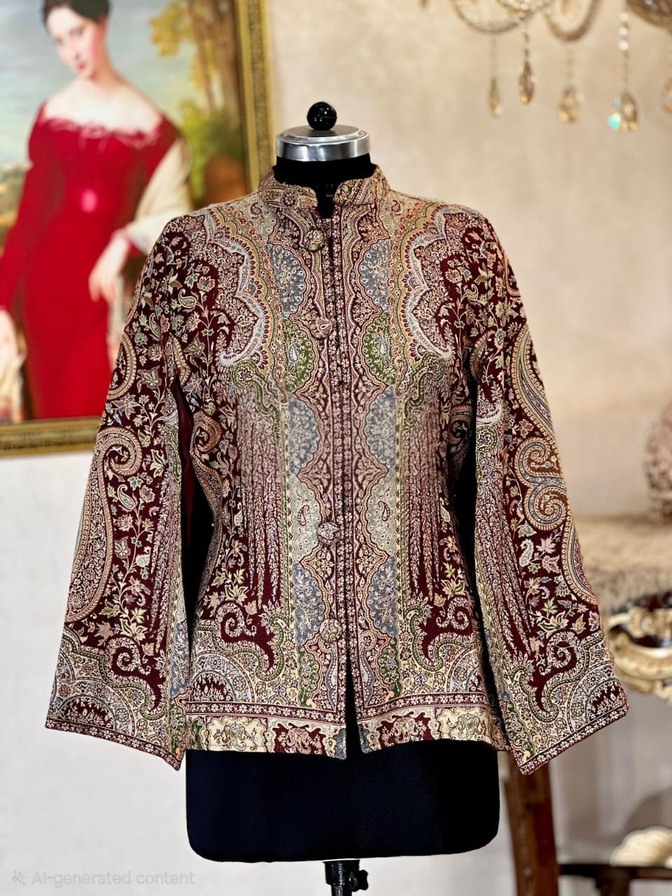 Noor Kalamkani Heritage Jacket – Maroon Antique
