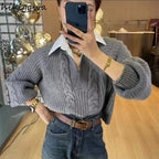 Arbella Cable Knit Shirt Sweater