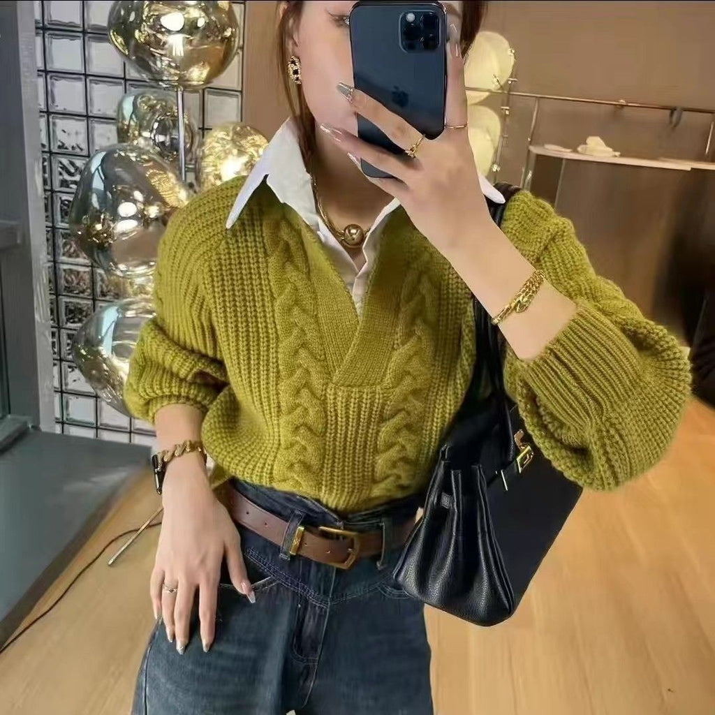 Arbella Cable Knit Shirt Sweater