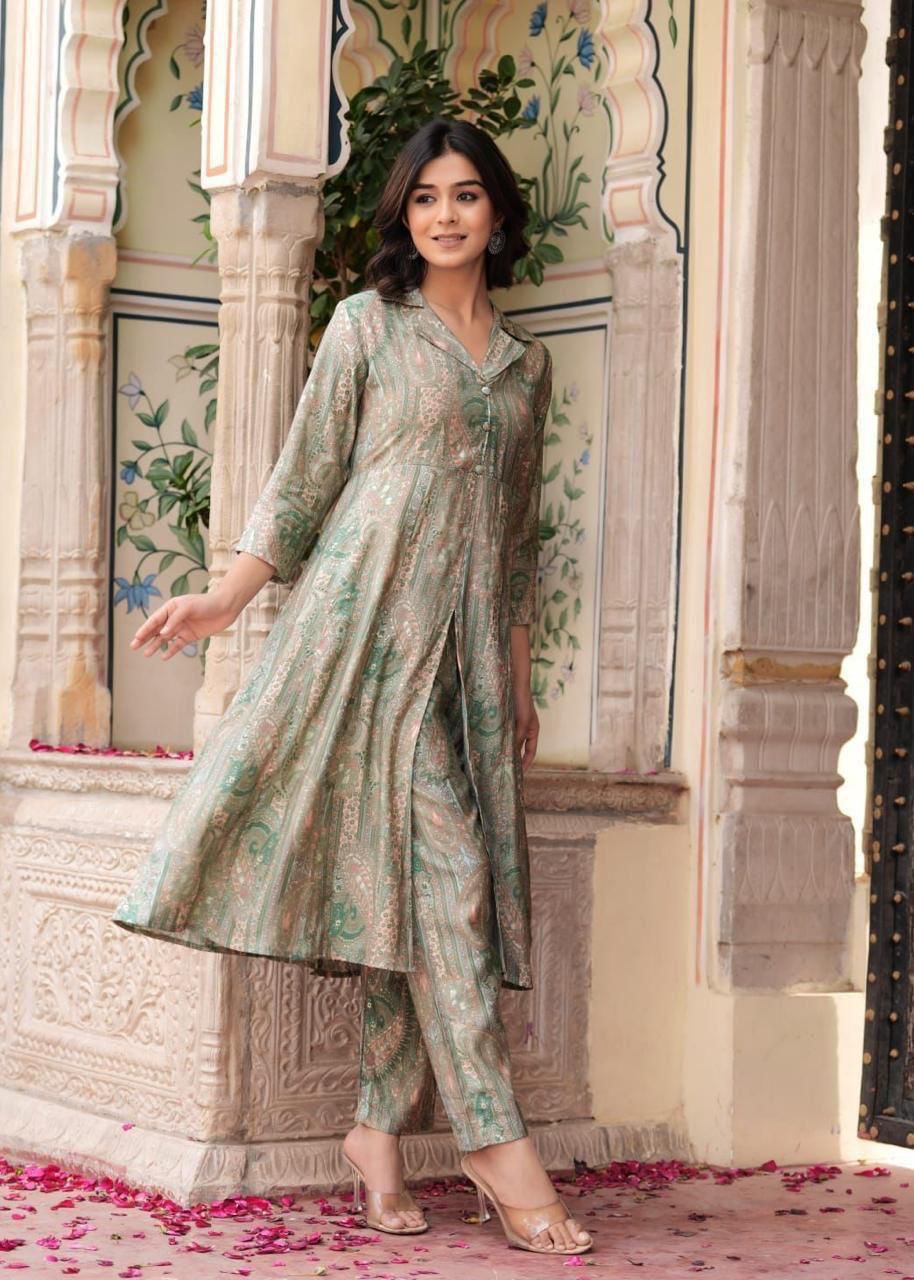 Aurelia Foil-Printed Long Co-ord Set