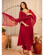 Afsana Embroidered Festive Maroon Ensemble